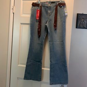 Bootcut jeans women’s with fancy fabric belt